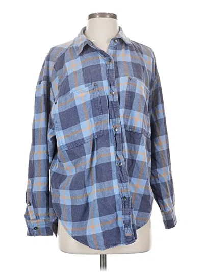 Pre-owned Aerie Long Sleeve Button Down Shirt In Blue