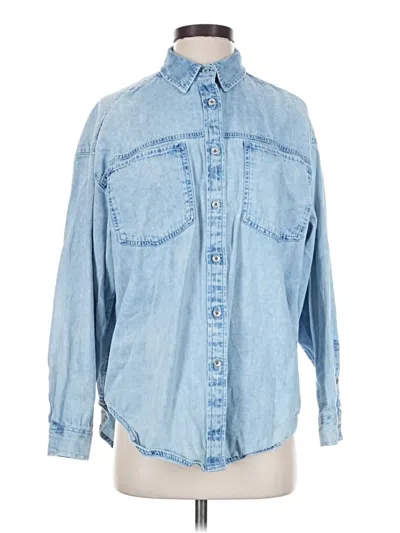 Pre-owned Aerie Long Sleeve Button Down Shirt In Blue