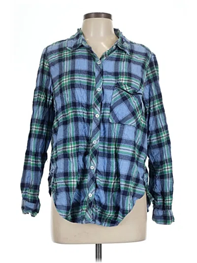 Pre-owned Aerie Long Sleeve Button Down Shirt In Blue