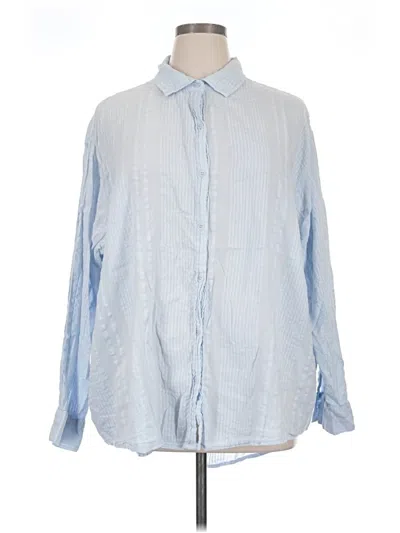Pre-owned Aerie Long Sleeve Button Down Shirt In Blue