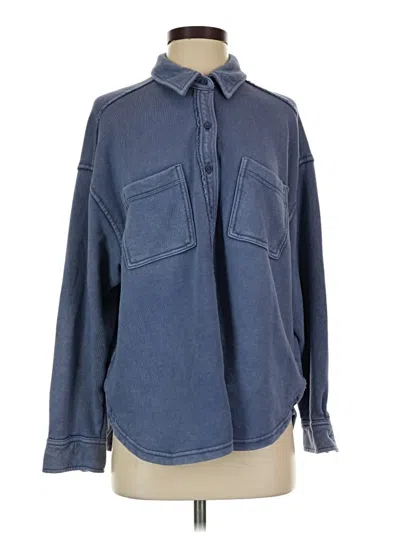 Pre-owned Aerie Long Sleeve Button Down Shirt In Blue
