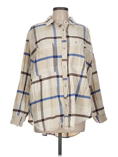Pre-owned Aerie Long Sleeve Button Down Shirt In Brown