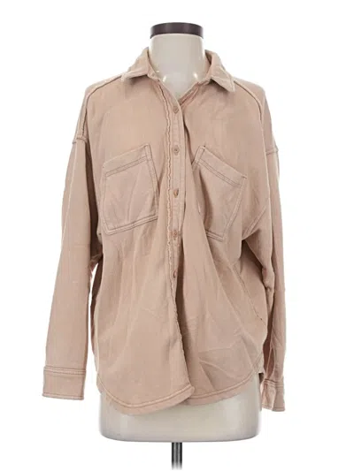 Pre-owned Aerie Long Sleeve Button Down Shirt In Brown