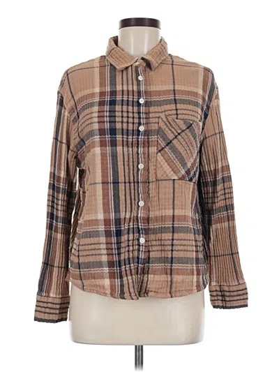 Pre-owned Aerie Long Sleeve Button Down Shirt In Brown