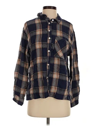 Pre-owned Aerie Long Sleeve Button Down Shirt In Brown