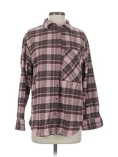 Pre-owned Aerie Long Sleeve Button Down Shirt In Burgundy