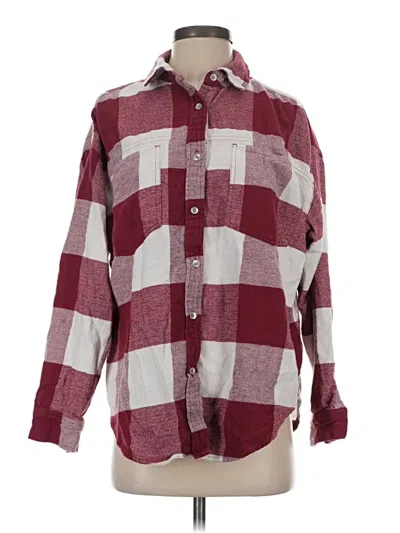 Pre-owned Aerie Long Sleeve Button Down Shirt In Burgundy