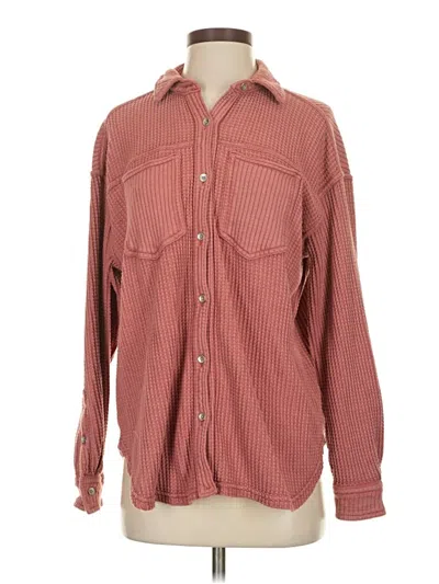 Pre-owned Aerie Long Sleeve Button Down Shirt In Burgundy
