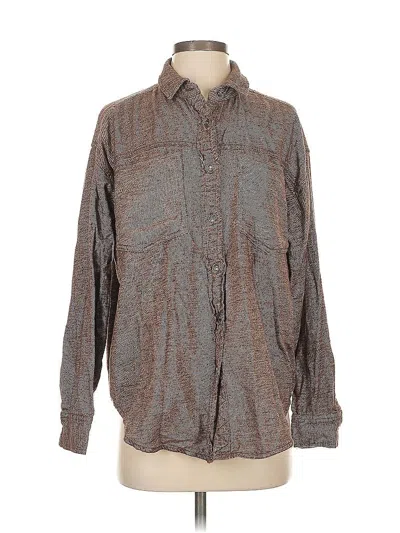 Pre-owned Aerie Long Sleeve Button Down Shirt In Gray