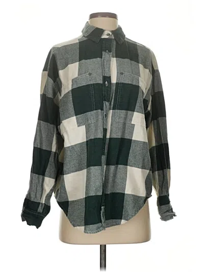 Pre-owned Aerie Long Sleeve Button Down Shirt In Gray