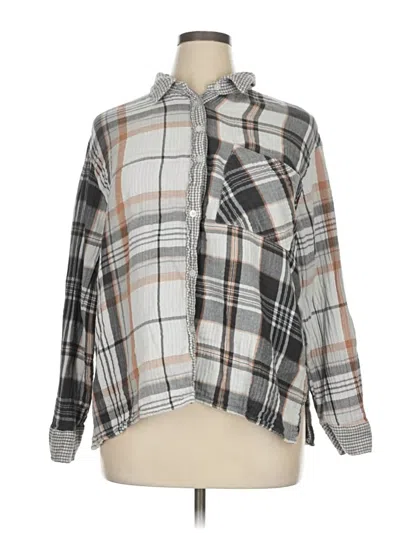 Pre-owned Aerie Long Sleeve Button Down Shirt In Gray