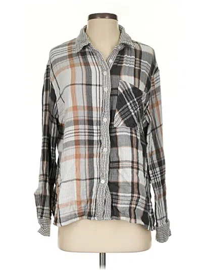 Pre-owned Aerie Long Sleeve Button Down Shirt In Gray