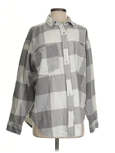 Pre-owned Aerie Long Sleeve Button Down Shirt In Gray