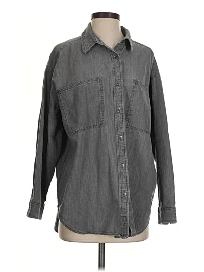 Pre-owned Aerie Long Sleeve Button Down Shirt In Gray