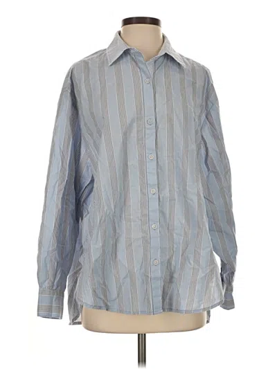 Pre-owned Aerie Long Sleeve Button Down Shirt In Gray