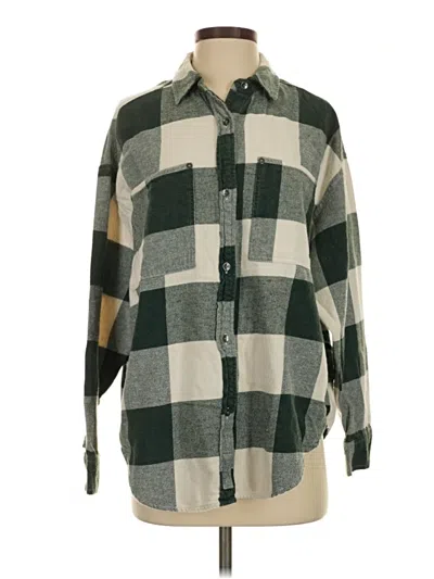 Pre-owned Aerie Long Sleeve Button Down Shirt In Gray