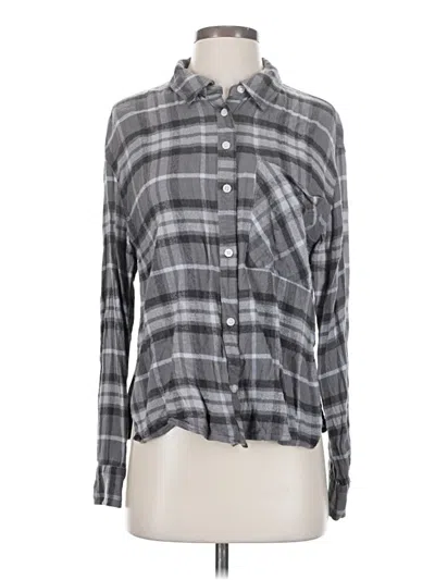 Pre-owned Aerie Long Sleeve Button Down Shirt In Gray
