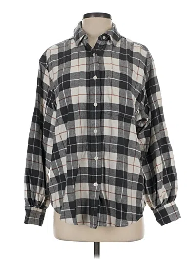 Pre-owned Aerie Long Sleeve Button Down Shirt In Gray