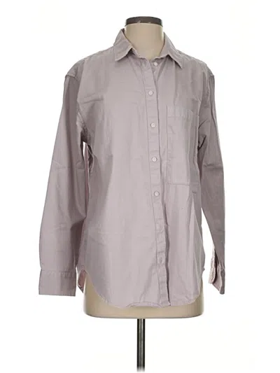 Pre-owned Aerie Long Sleeve Button Down Shirt In Gray