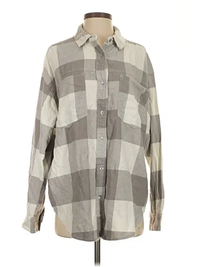 Aerie Long Sleeve Button Down Shirt In Gray