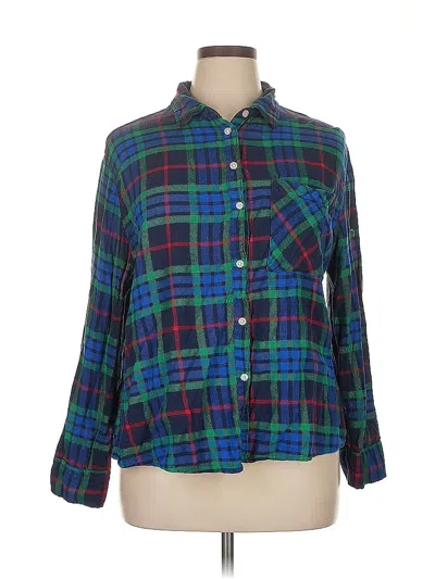 Pre-owned Aerie Long Sleeve Button Down Shirt In Green