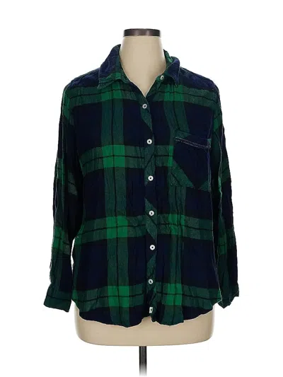 Pre-owned Aerie Long Sleeve Button Down Shirt In Green