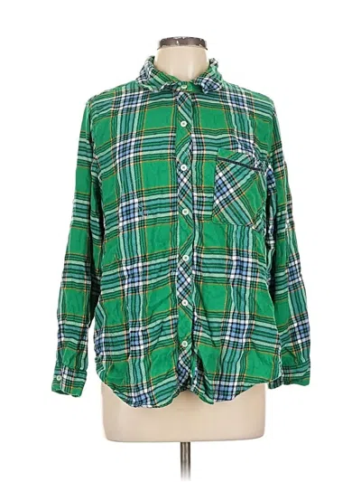 Pre-owned Aerie Long Sleeve Button Down Shirt In Green