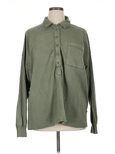 Pre-owned Aerie Long Sleeve Button Down Shirt In Green