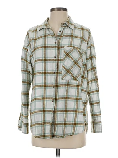 Pre-owned Aerie Long Sleeve Button Down Shirt In Green