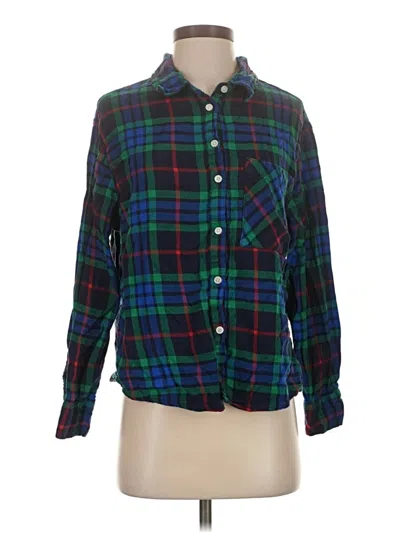 Pre-owned Aerie Long Sleeve Button Down Shirt In Green