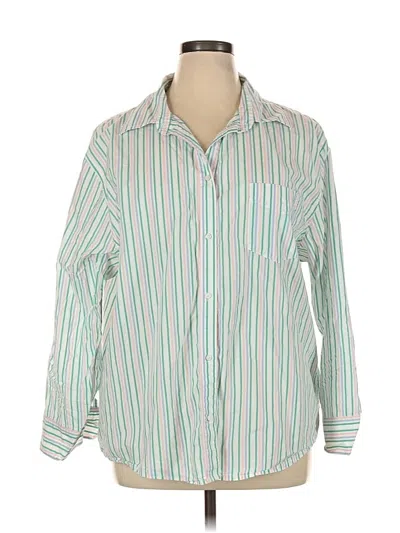 Pre-owned Aerie Long Sleeve Button Down Shirt In Green