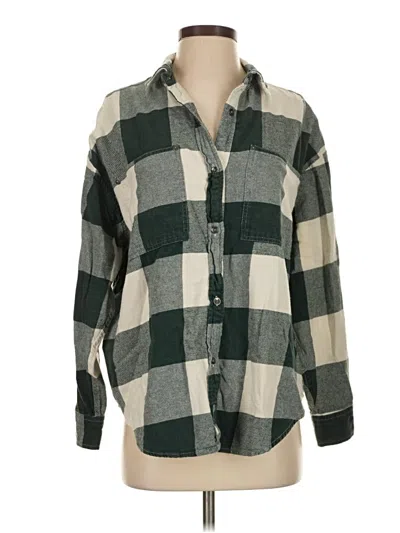 Pre-owned Aerie Long Sleeve Button Down Shirt In Green
