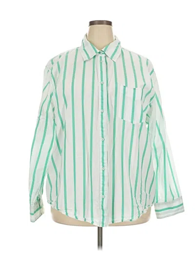 Pre-owned Aerie Long Sleeve Button Down Shirt In Green