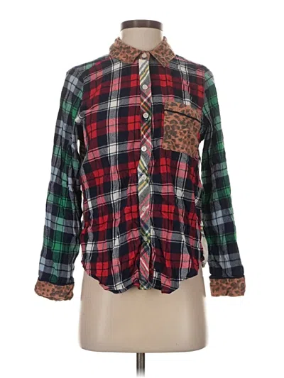 Pre-owned Aerie Long Sleeve Button Down Shirt In Green