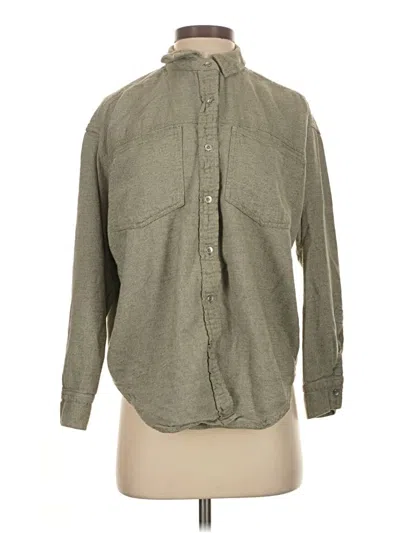Pre-owned Aerie Long Sleeve Button Down Shirt In Green