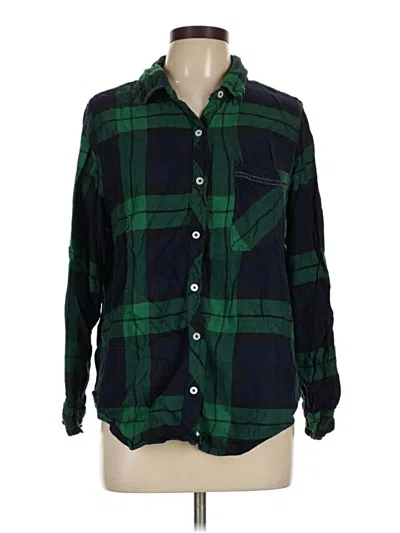 Pre-owned Aerie Long Sleeve Button Down Shirt In Green