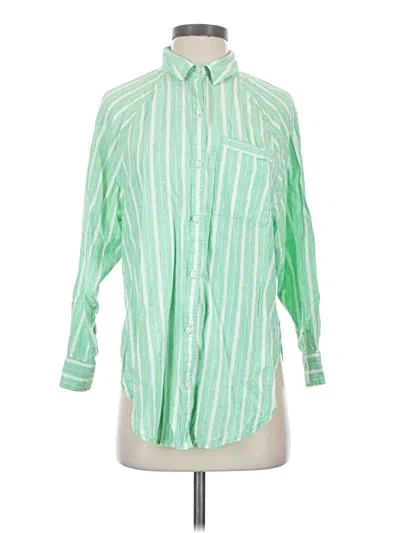 Pre-owned Aerie Long Sleeve Button Down Shirt In Green