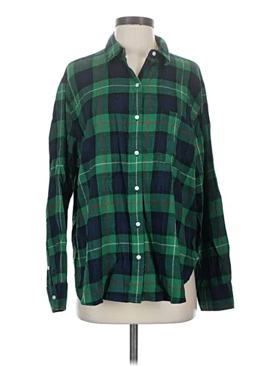 Pre-owned Aerie Long Sleeve Button Down Shirt In Green