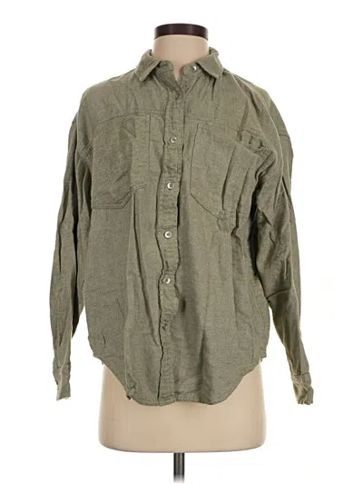 Pre-owned Aerie Long Sleeve Button Down Shirt In Green