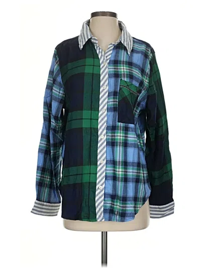 Pre-owned Aerie Long Sleeve Button Down Shirt In Green