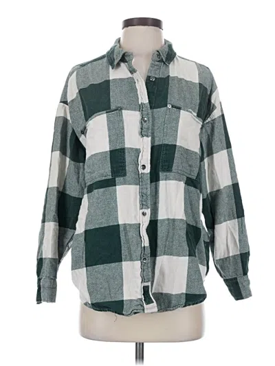 Pre-owned Aerie Long Sleeve Button Down Shirt In Green
