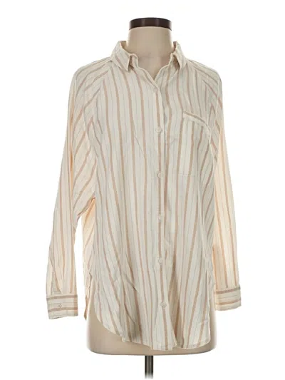 Pre-owned Aerie Long Sleeve Button Down Shirt In Ivory