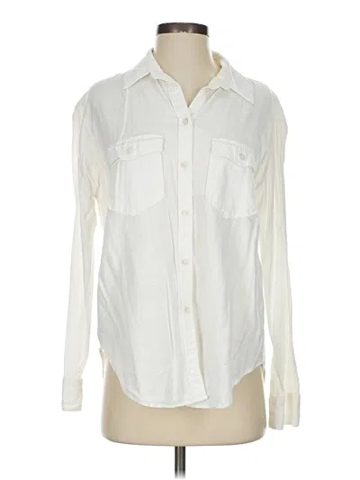 Pre-owned Aerie Long Sleeve Button Down Shirt In Ivory
