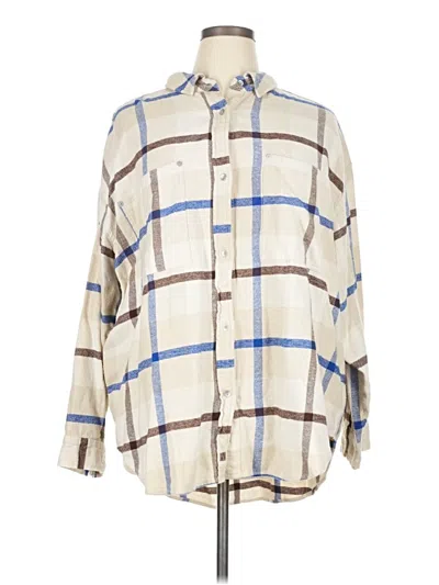 Pre-owned Aerie Long Sleeve Button Down Shirt In Ivory