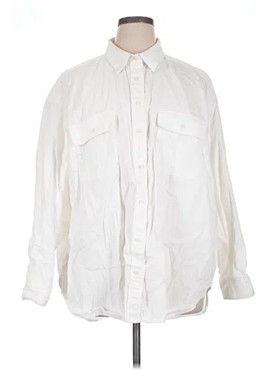 Pre-owned Aerie Long Sleeve Button Down Shirt In Ivory