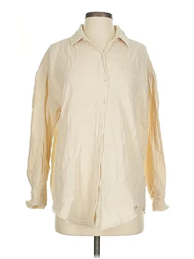 Pre-owned Aerie Long Sleeve Button Down Shirt In Ivory