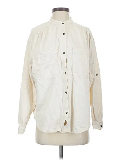 Pre-owned Aerie Long Sleeve Button Down Shirt In Ivory
