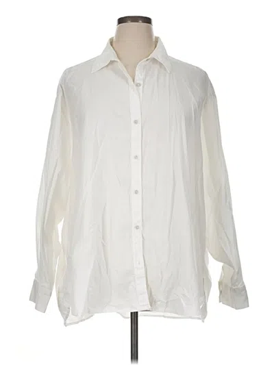 Pre-owned Aerie Long Sleeve Button Down Shirt In Ivory