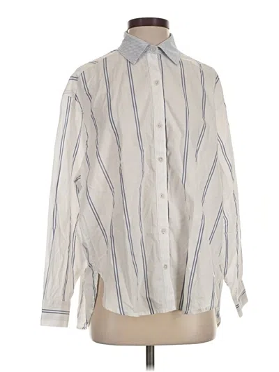 Pre-owned Aerie Long Sleeve Button Down Shirt In Ivory