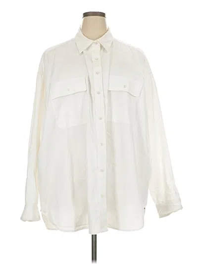 Pre-owned Aerie Long Sleeve Button Down Shirt In Ivory
